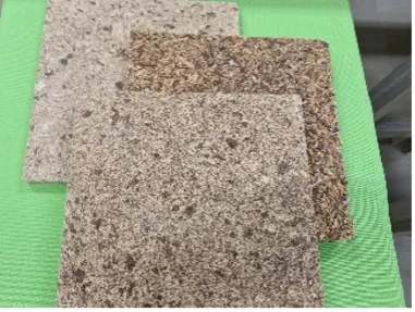 Drie vezelplaten van verschillende natuurvezels